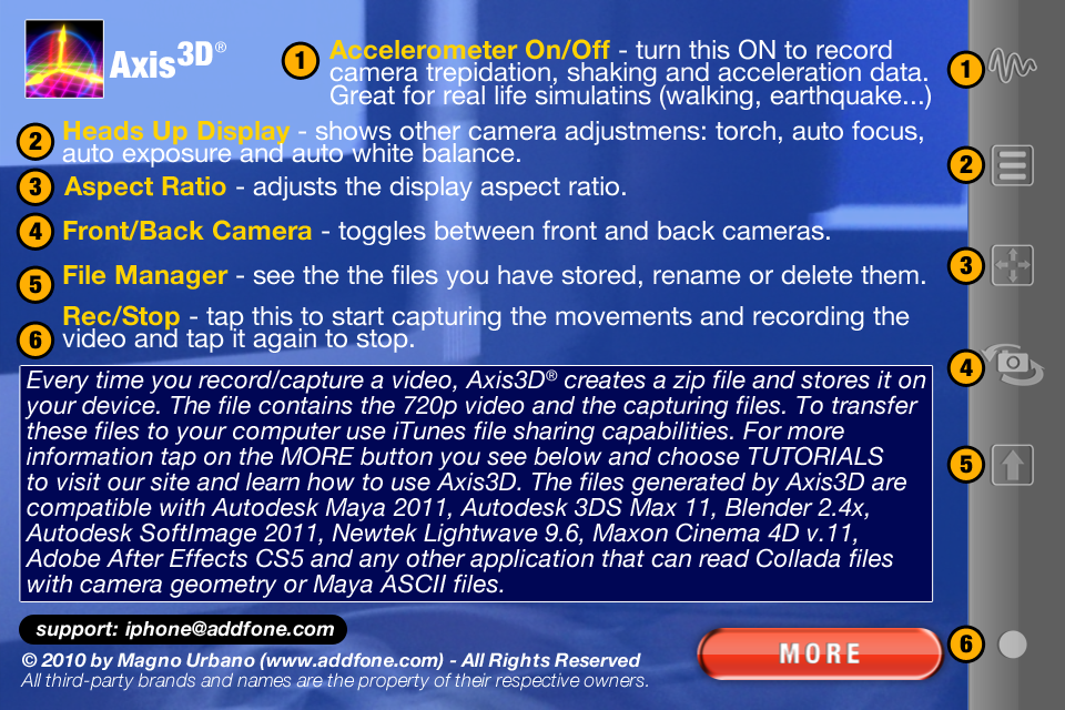 Axis3D iphone to maya camera exporter