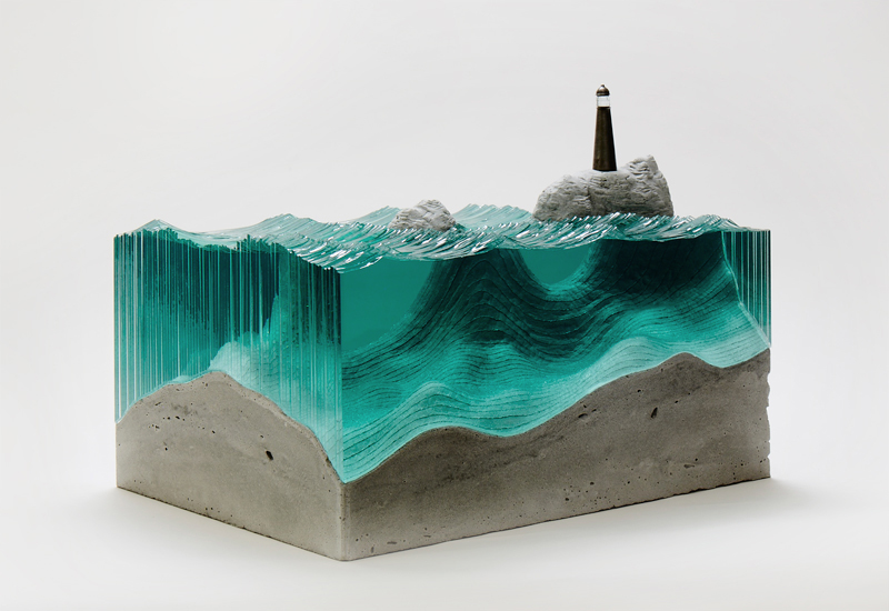Sheets of Glass Cut into Layered Ocean Waves by Ben Young