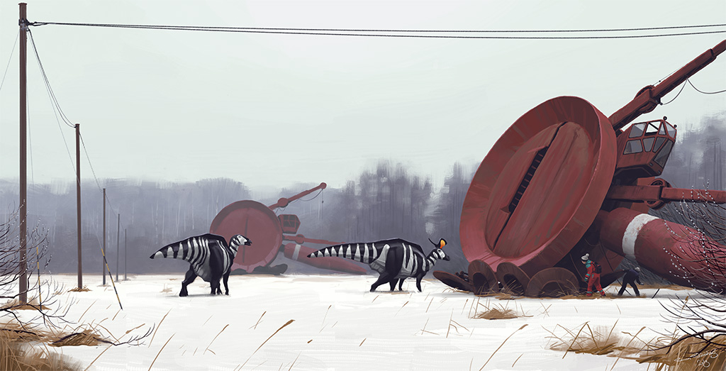 futuristic paintings by simon stalenhag